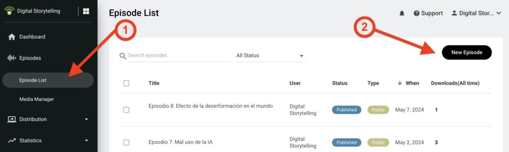 Step 1: Create new Episode
