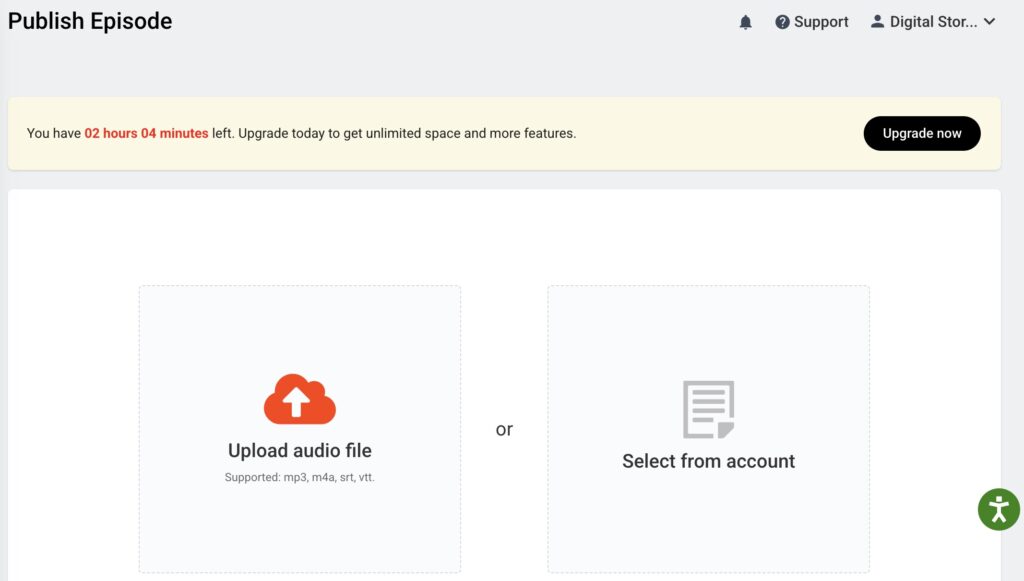 Step 2: Upload mp3 file